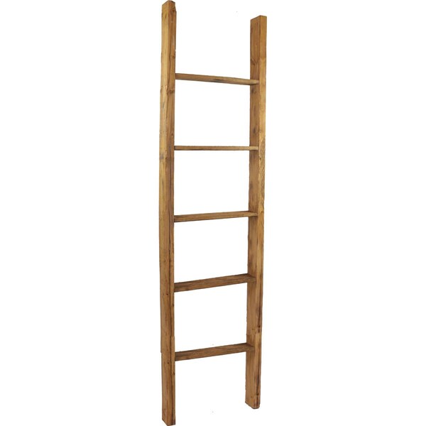 Ekena Millwork 19"W x 72"H x 3 1/2"D Vintage Farmhouse 5 Rung Ladder, Barnwood Decor Collection, Weathered Brown DECR019X072X04LDRBR - main